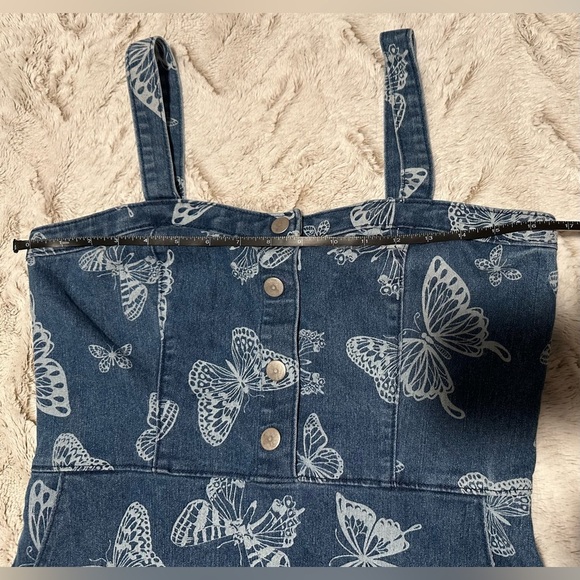 NoBo No Boundaries Denim Butterfly Mini Halter Dress Size Large 11-13 - Picture 2 of 10